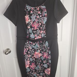 Boutique Black Floral Midi Dress